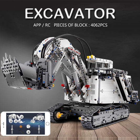 (B) Mould King 13130 Technic Heavy-Duty Excavator Building Bricks Set Toy, RC Control Excavator Toy Building Blocks Collectible Creative Construction Vehicle Building Kits, Gift for Adults and Kids Aged 14+ (4062+ PCS with Motors)