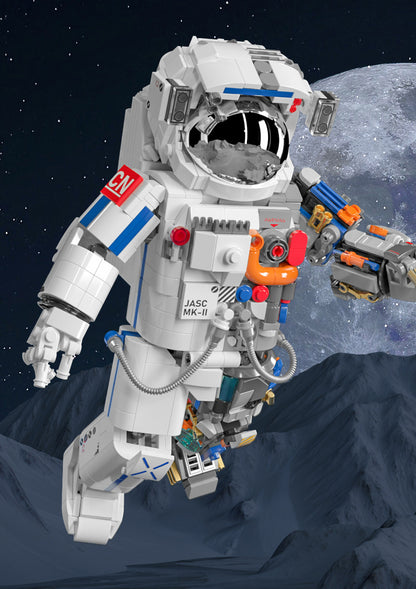 JAKI JK9106 Daybreak Project Space Astronaut, Rocket Set, Compatible with LEGO, Bricks, Semi-see-through Astronaut, Small Building Blocks Toys, Toys for Boys, Spaceman Building Bricks, 900+ PCs