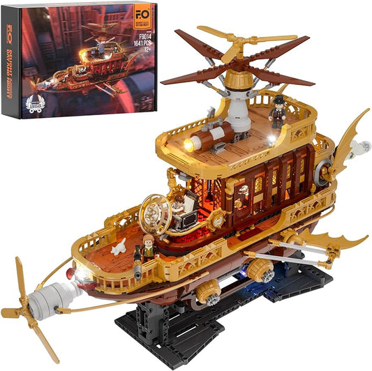 FUNWHOLE F9014 “Light Catcher” Steampunk Airship - Fantasy Construction Building Bricks Set Gift for Adults, Boys and Girls (1641 PCs)