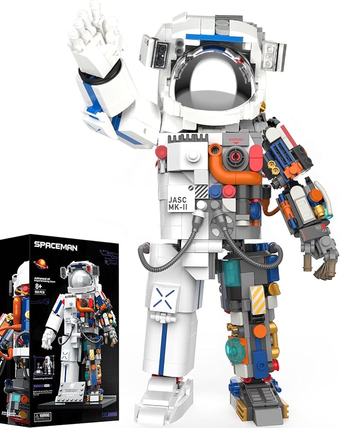 JAKI JK9106 Daybreak Project Space Astronaut, Rocket Set, Compatible with LEGO, Bricks, Semi-see-through Astronaut, Small Building Blocks Toys, Toys for Boys, Spaceman Building Bricks, 900+ PCs